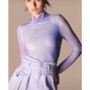 SIMKHAI RHINESTONE PURPLE MESH TOP SIZE S